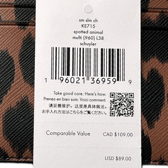 Kate Spade Schuyler Spotted Animal Credit Card Wallet 
Brown Black - Picture 4 of 5